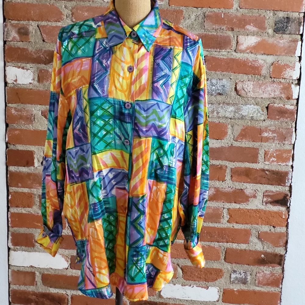 Kyleigh Koo vintage silk oversized shirt/tunic size 12